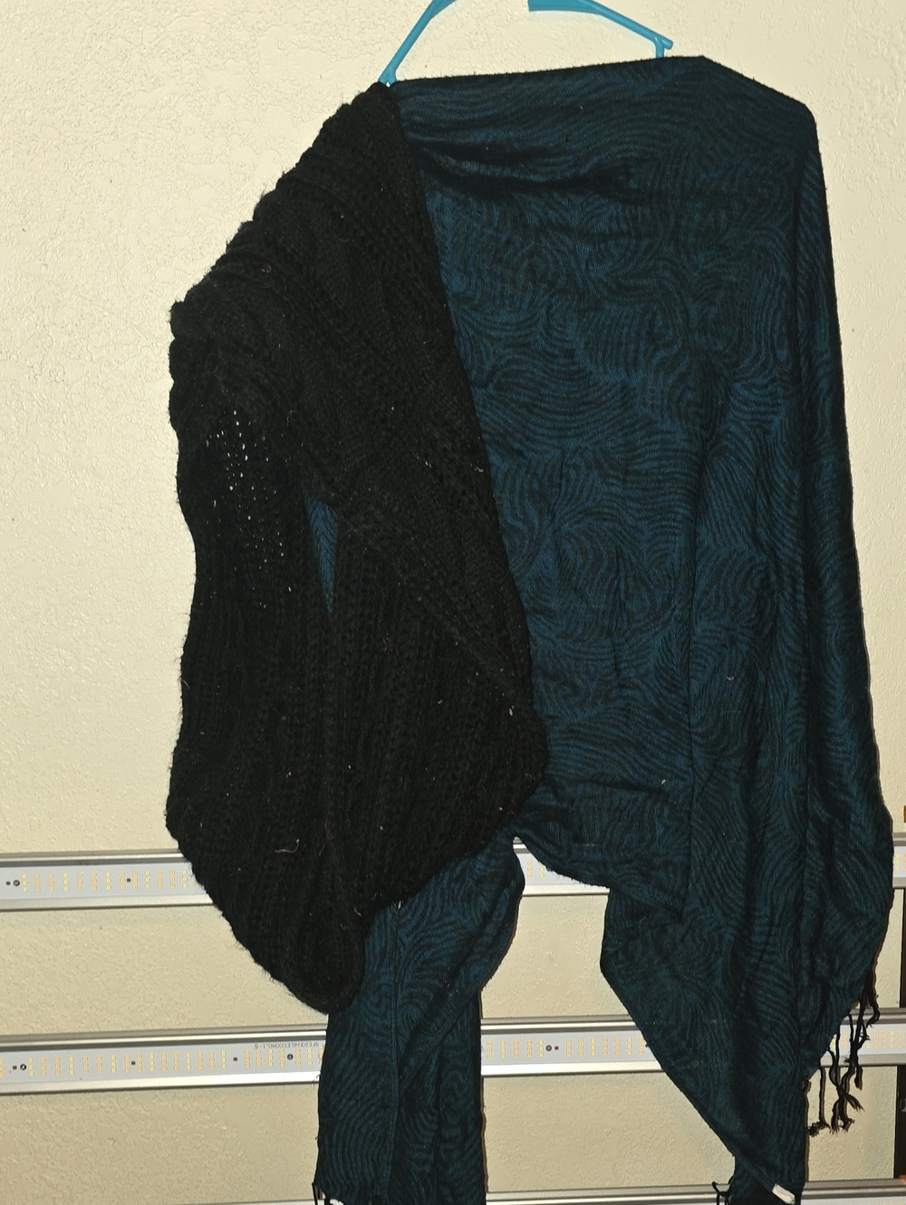 Black and Teal Open-Front Women's Sweater Wrap